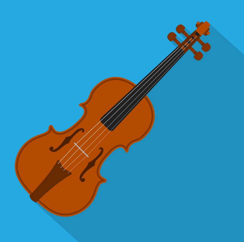 violin icon on blue background