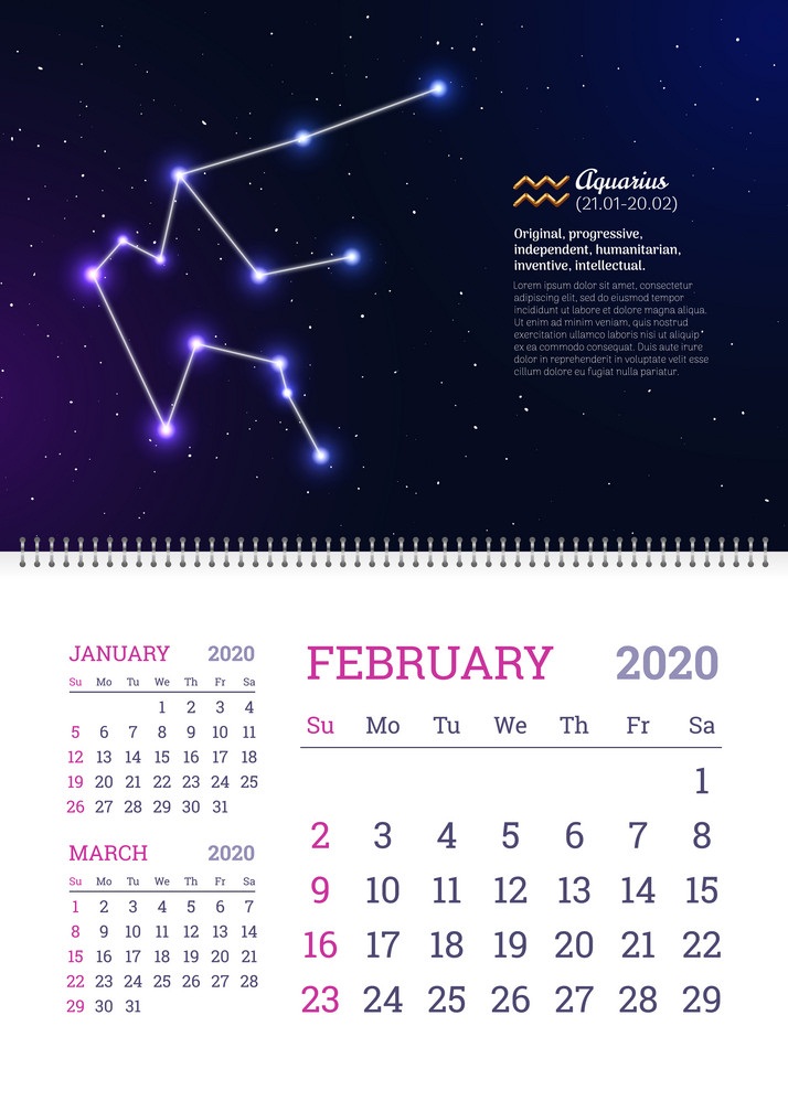 wall calendar for february 2020 year