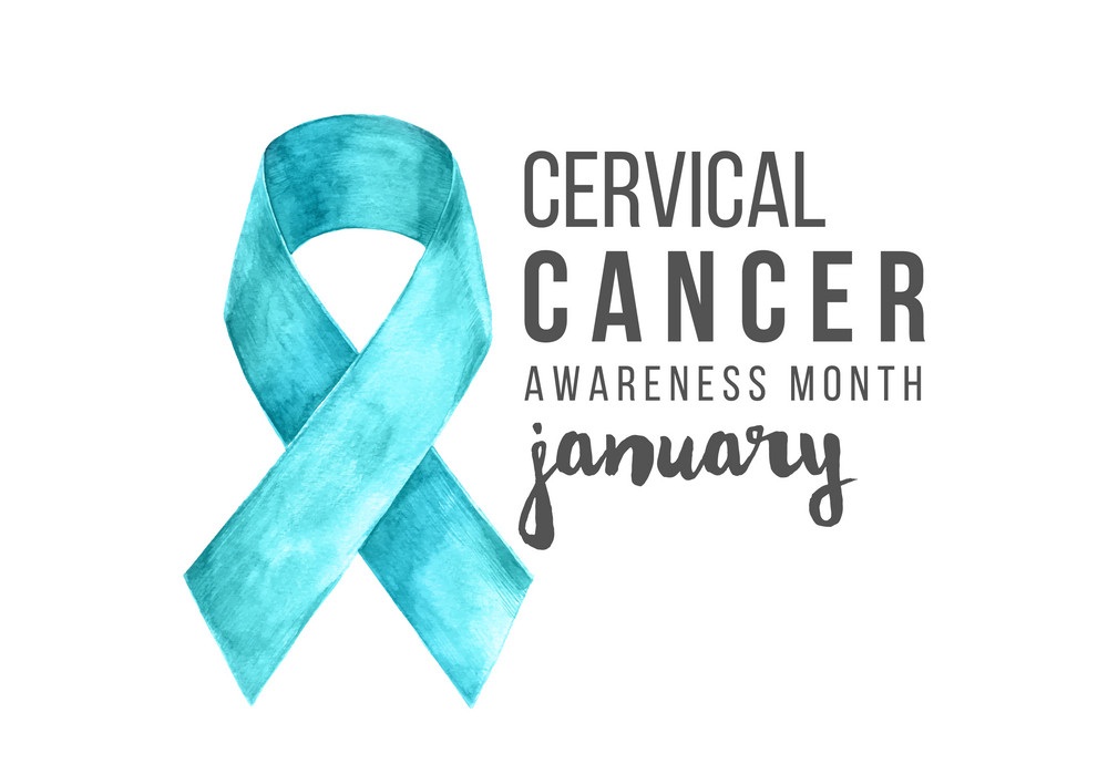 watercolor cervical cancer ribbon