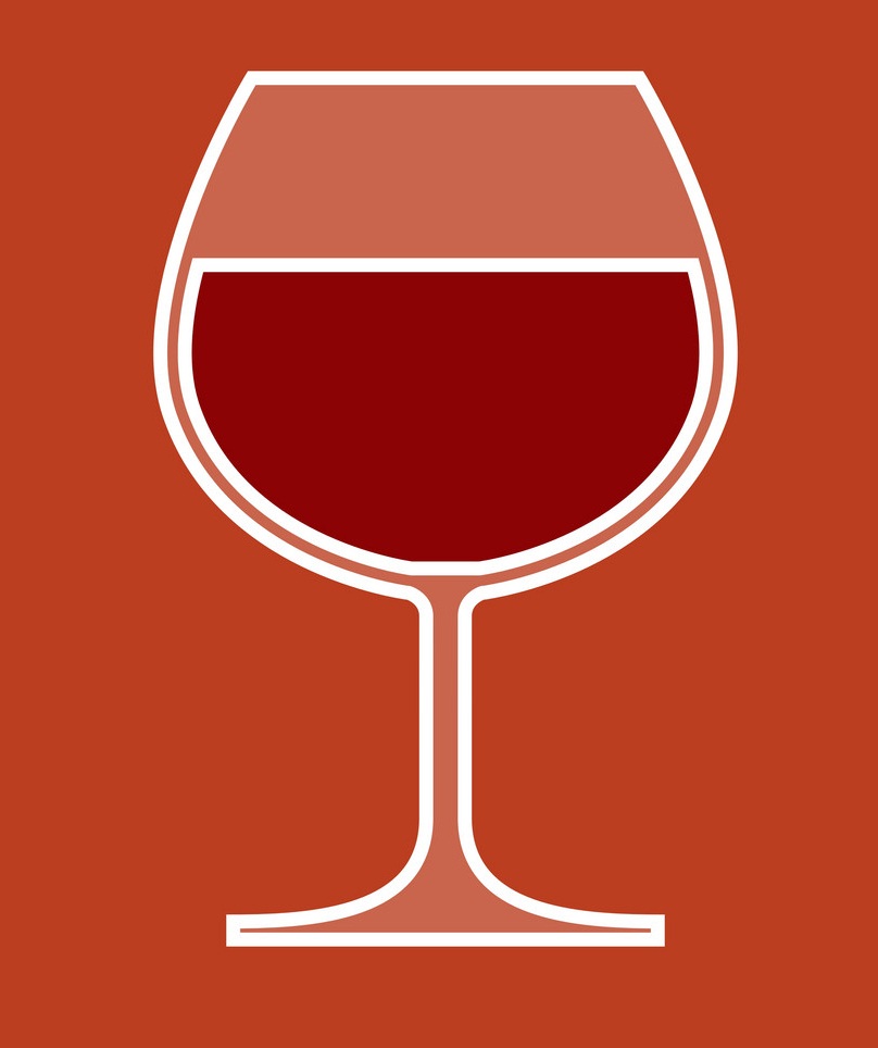 wine glass on red background