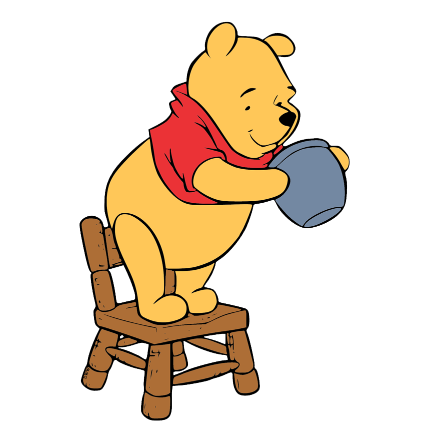winnie the pooh standing on a chair transparent