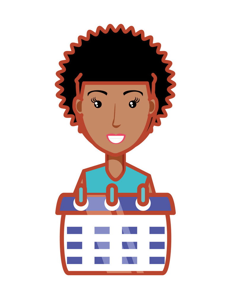 woman afro hair with calendar reminder png