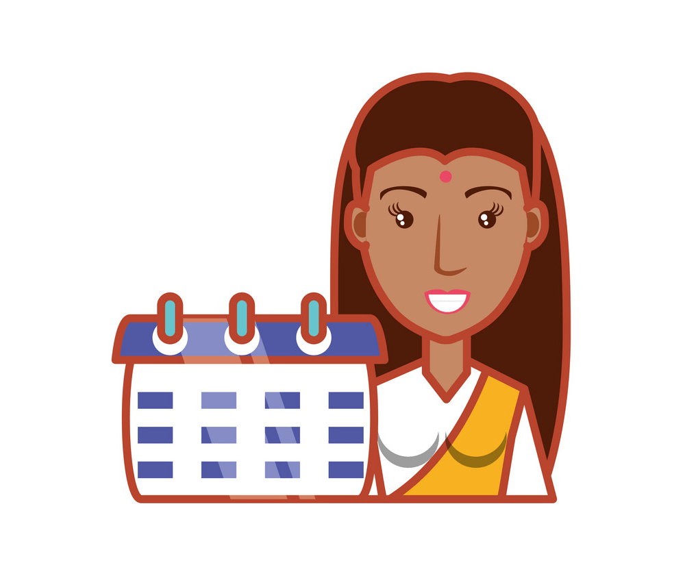 woman indian with calendar reminder png