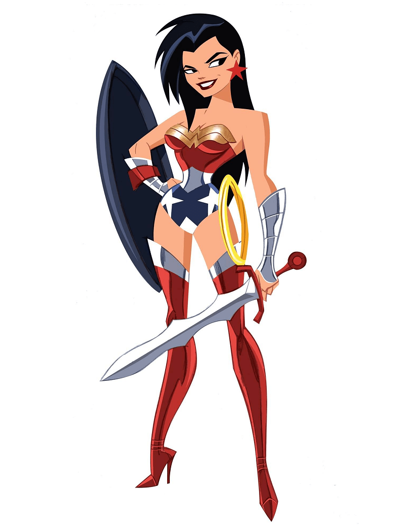 wonder woman with sword and shield png