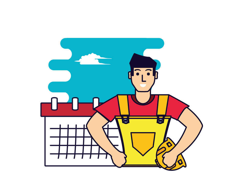 worker with calendar reminder png