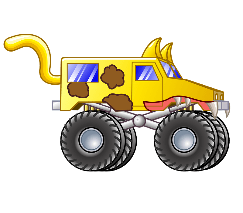 yellow cat monster truck png transparent