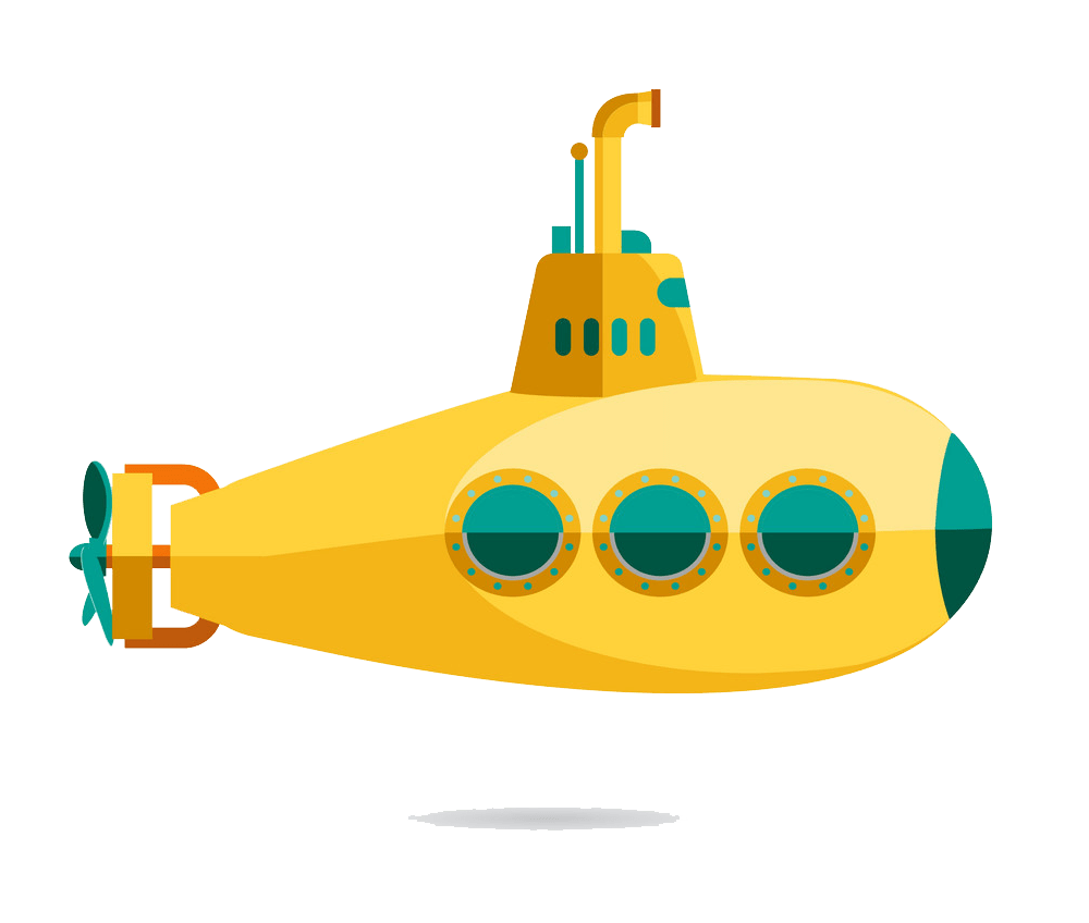 yellow submarine with periscope png transparent