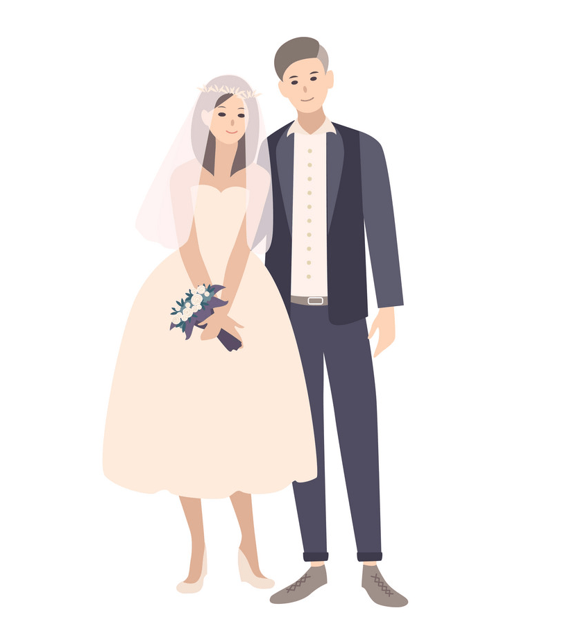 young fashionable bride and groom png