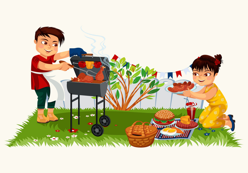 young man cooking on bbq png
