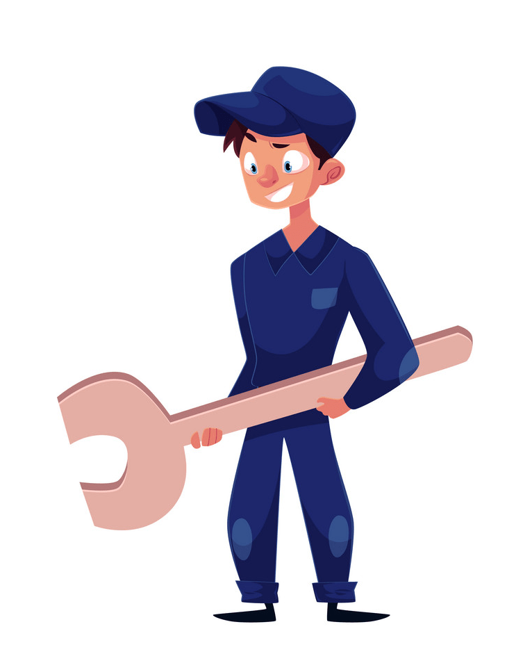 young mechanic boy with big wrench png