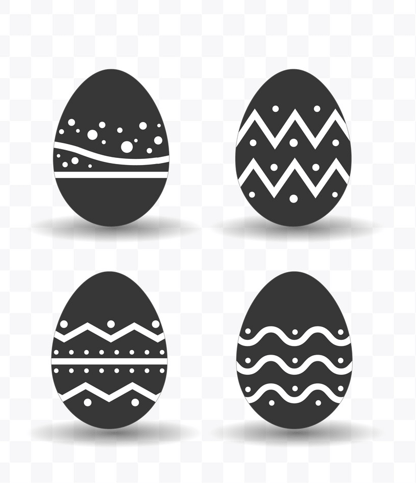 Black and White Easter Eggs clipart