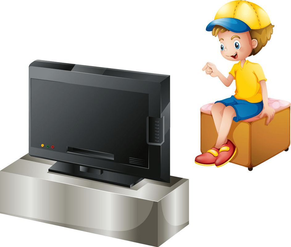 Boy watching TV clipart