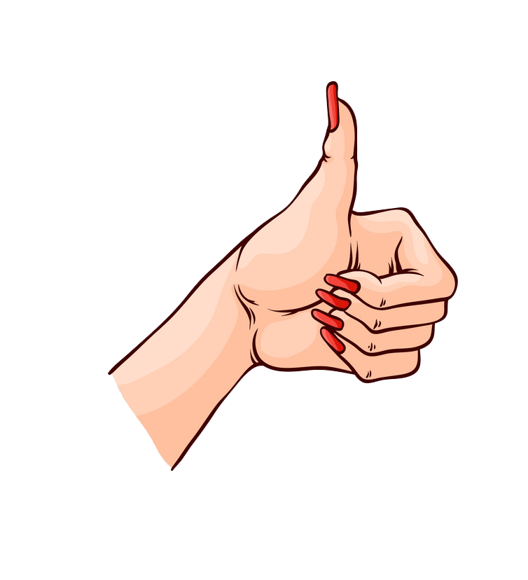 Female hand with thumbs up clipart transparent