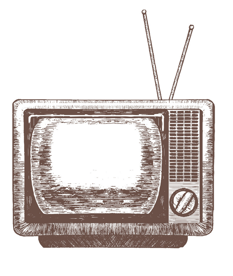 Hand drawn retro TV png