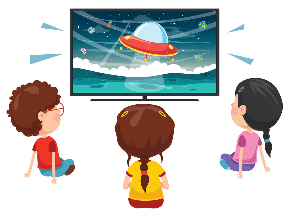 Kids watching TV clipart