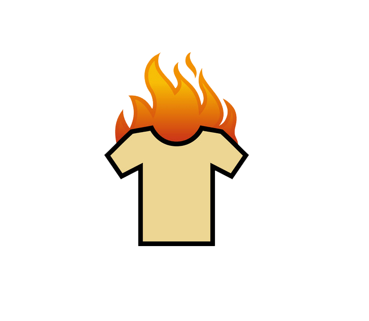 T shirt on fire clipart transparent