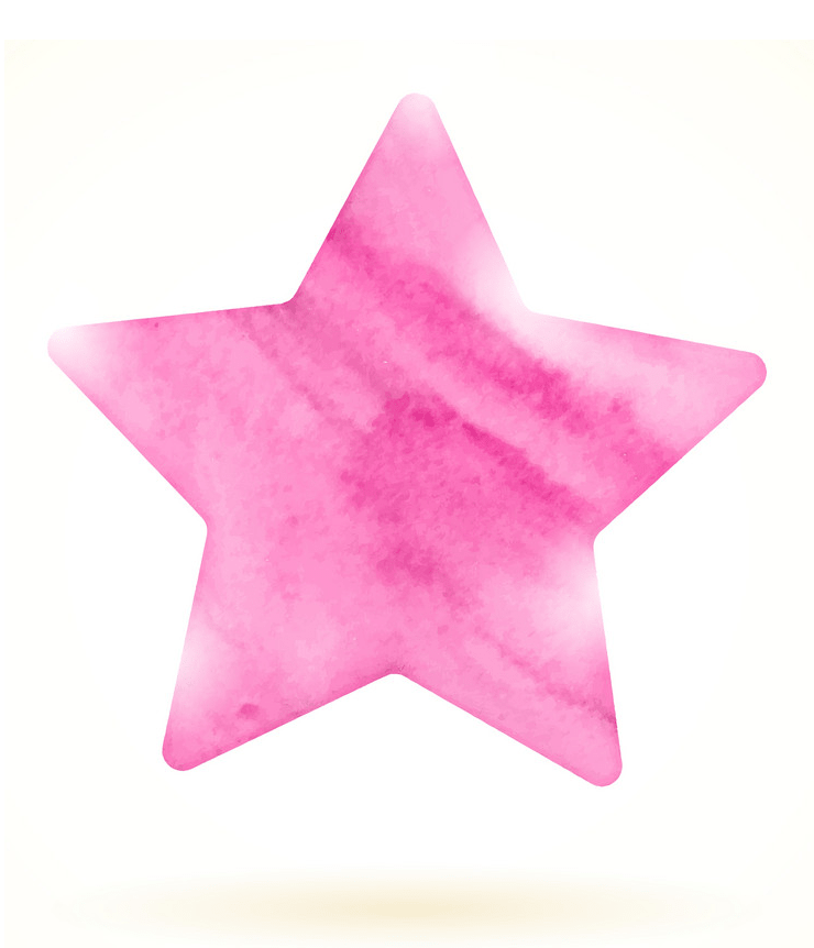 Watercolor pink star clipart