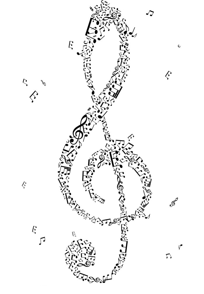 black treble clef of music notes clipart png