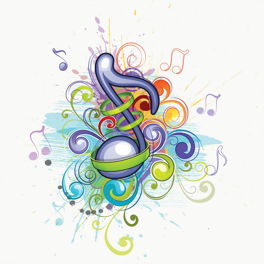 colorful music notes clipart png 1