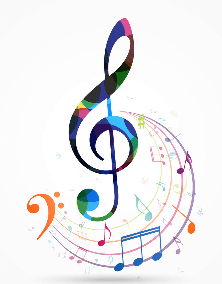 colorful music notes clipart png