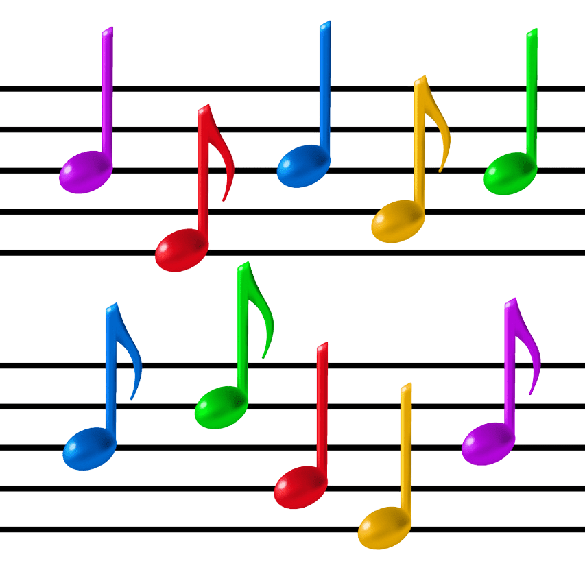 colorful music notes clipart transparent 1