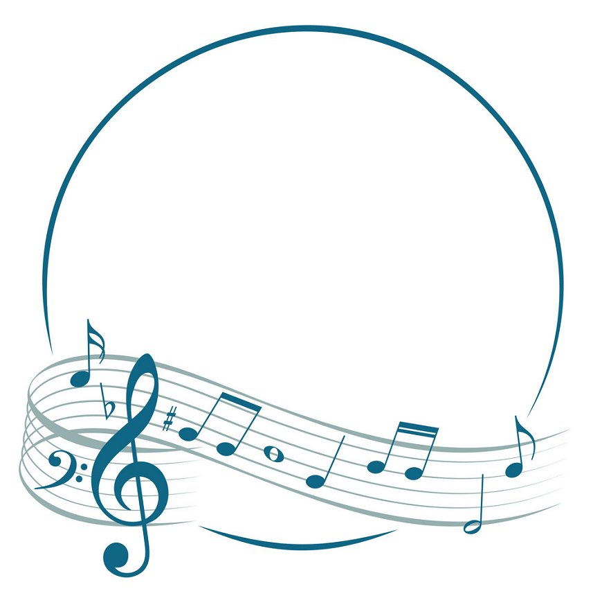 frame with music notes clipart png