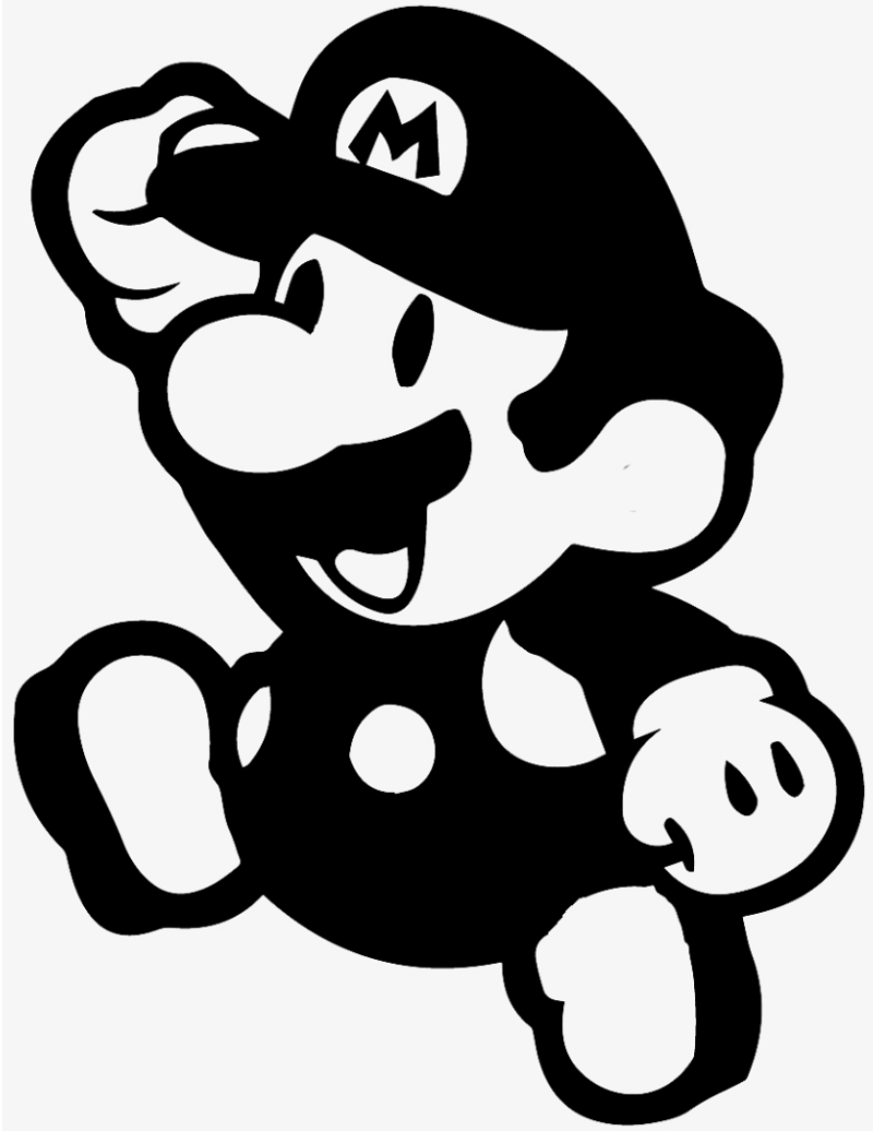 mario clipart black and white png