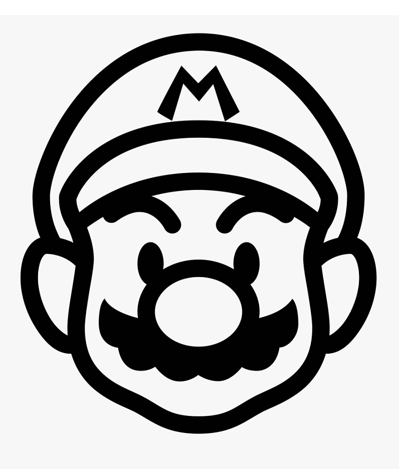 mario face clipart black and white png