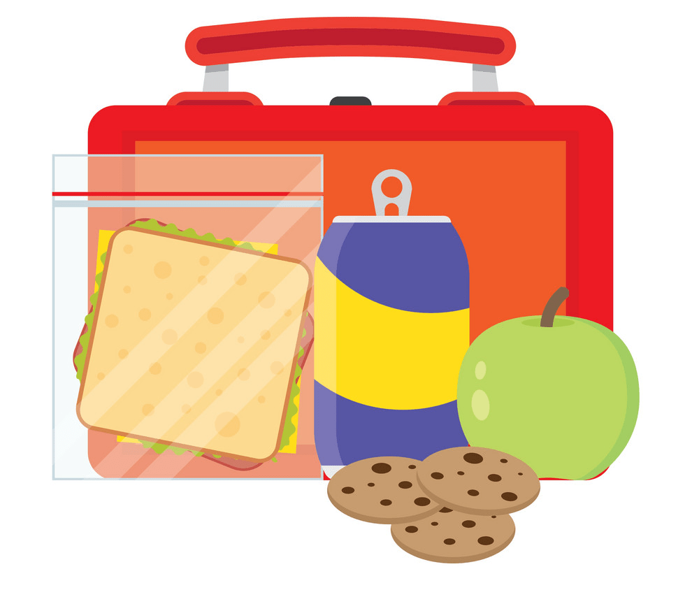 school lunch with lunchbox clipart