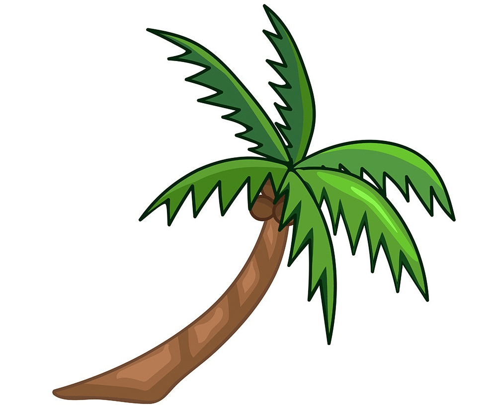tilted coconut palm tree clipart