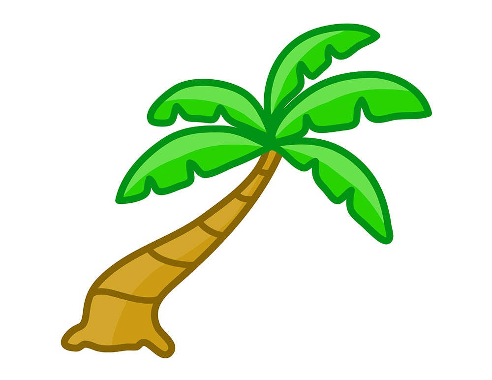 tilted coconut tree clipart