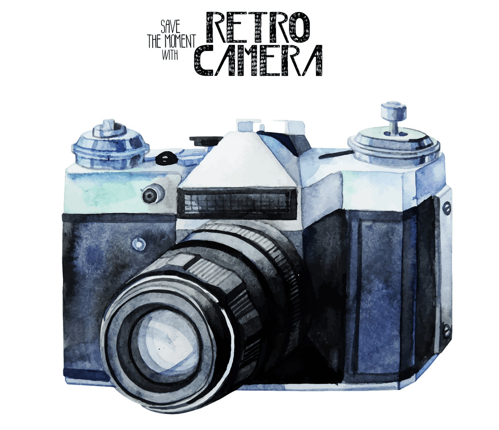 watercolor retro camera clipart