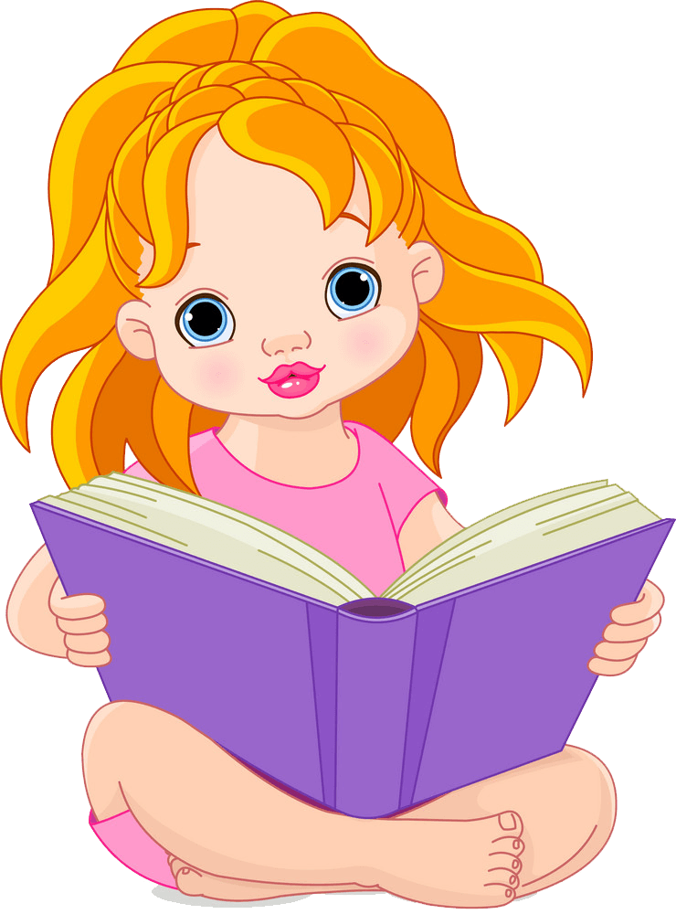 A Girl Reading clipart transparent