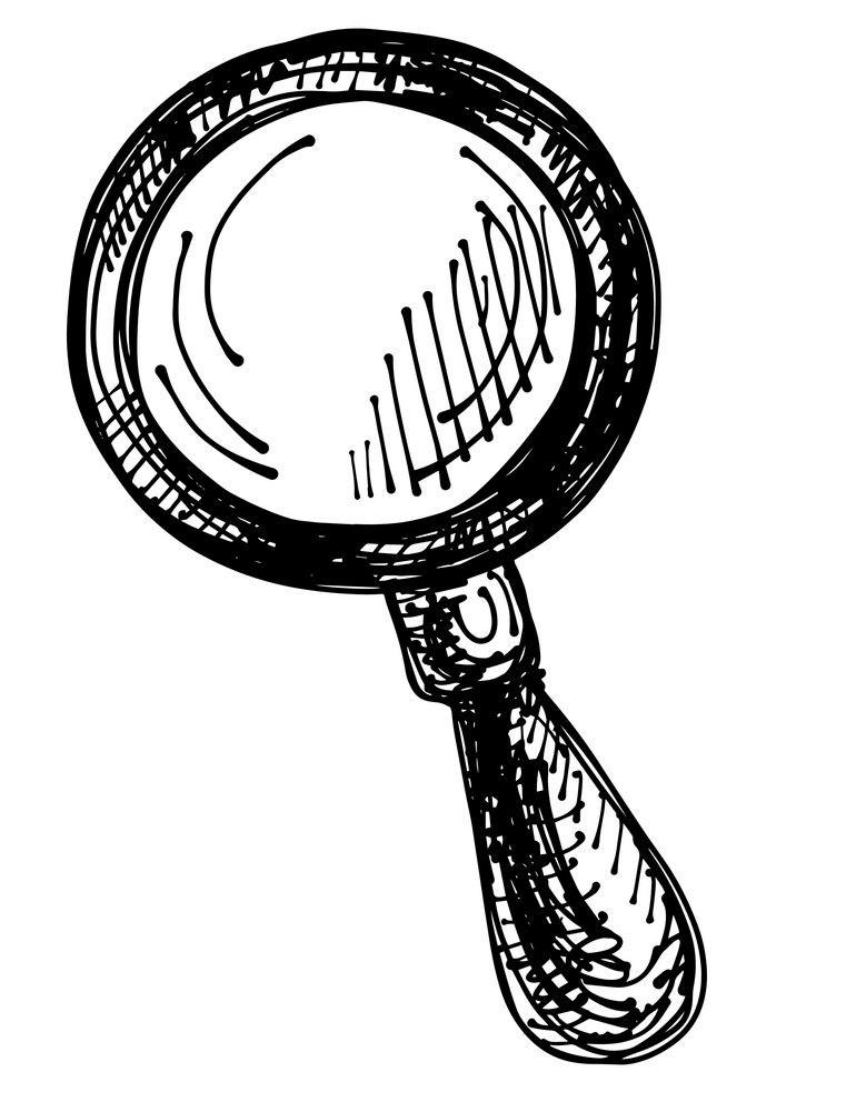 Black and White Magnifying Glass clipart