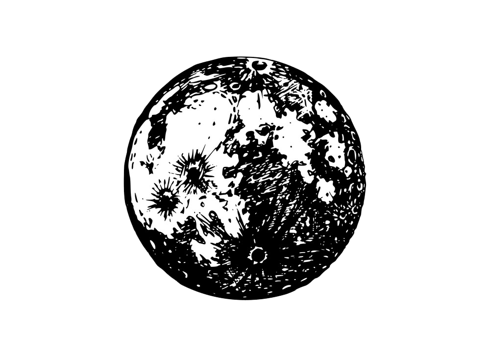 Black and White Moon clipart transparent