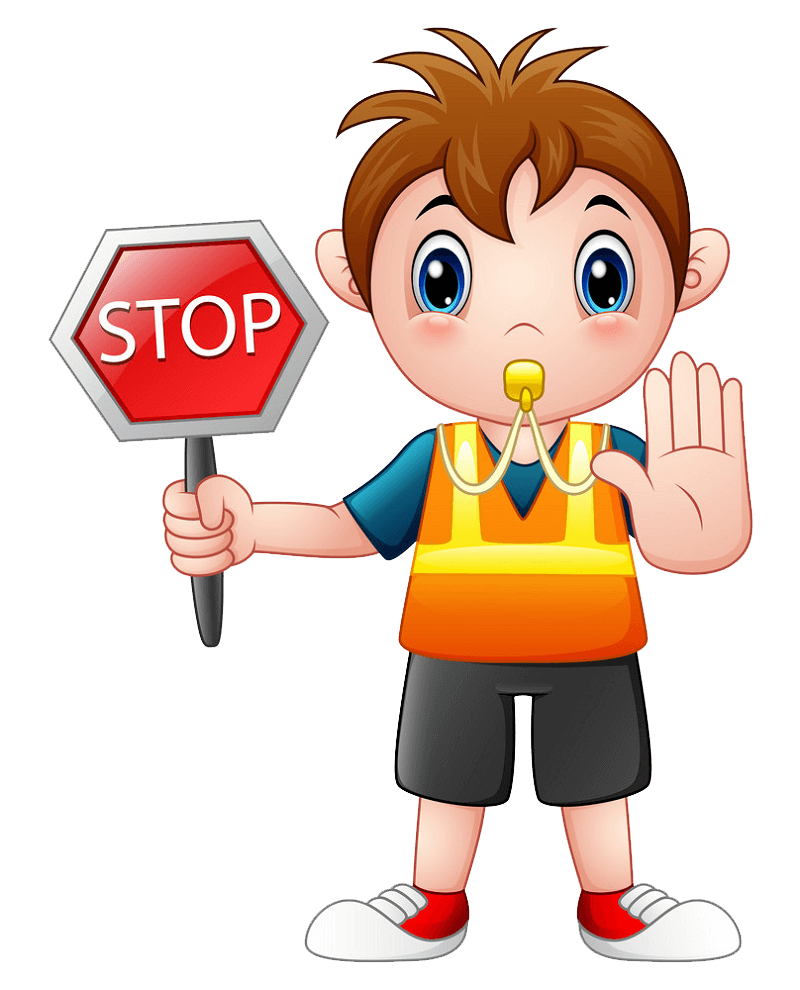 Boy Holding Stop Sign clipart transparent