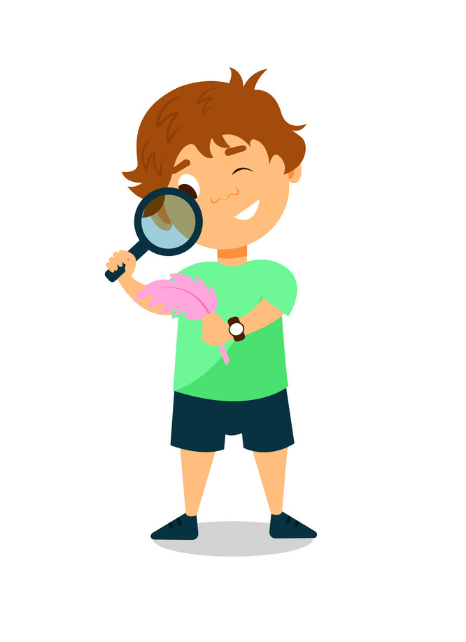 Boy Using Magnifying Glass png