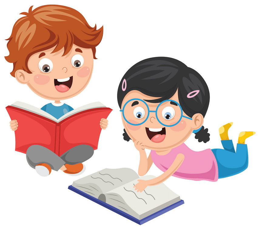 Boy and Girl Reading clipart