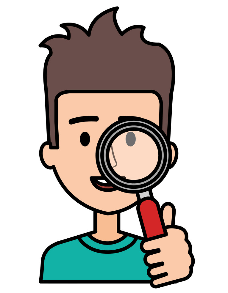 Boy with Magnifying Glass clipart