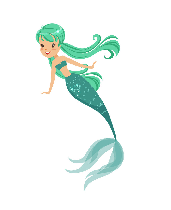 Cute Green Hair Mermaid clipart
