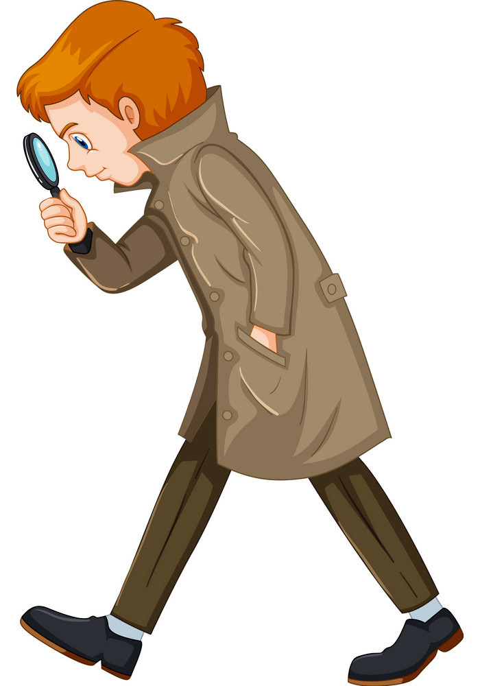 Detective with Magnifying Glass clipart