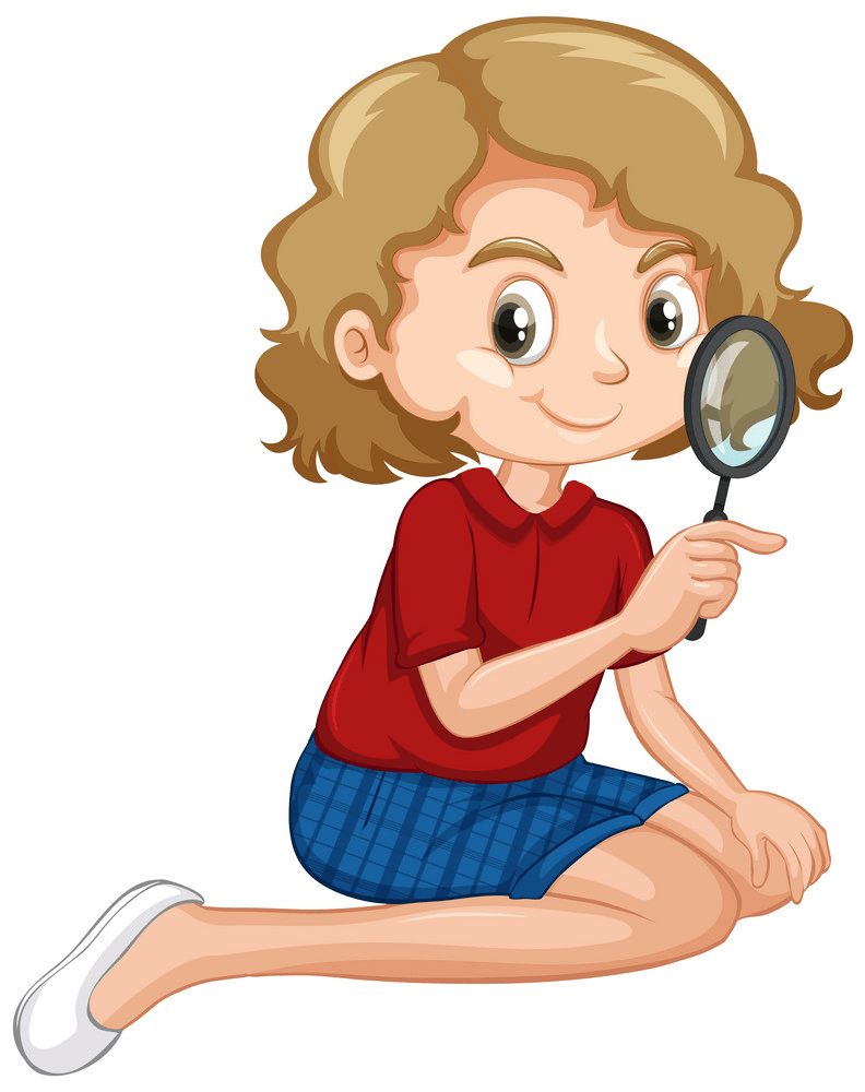 Girl with Magnifying Glass clipart