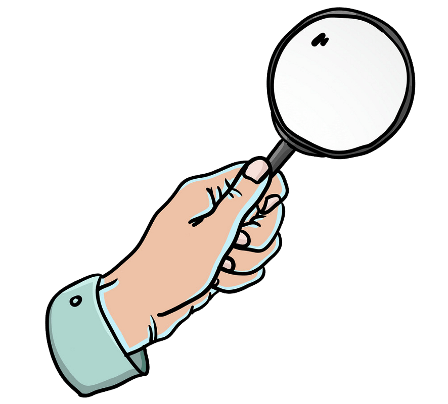 Hand Holding Magnifying Glass clipart transparent