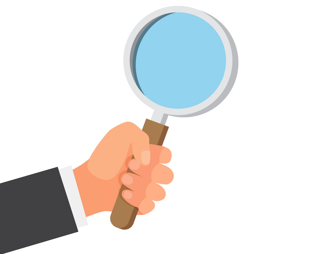 Hand with Magnifying Glass clipart