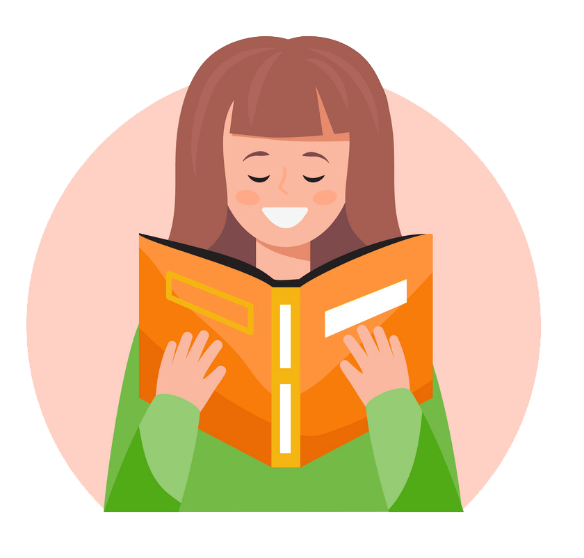 Happy Girl Reading clipart transparent