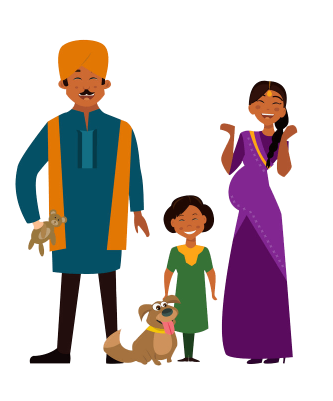 Happy Indian Family clipart transparent