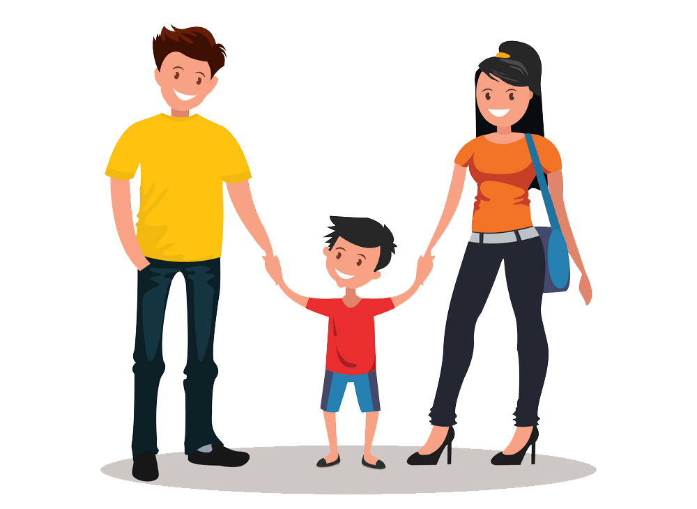 Happy Young Family clipart transparent