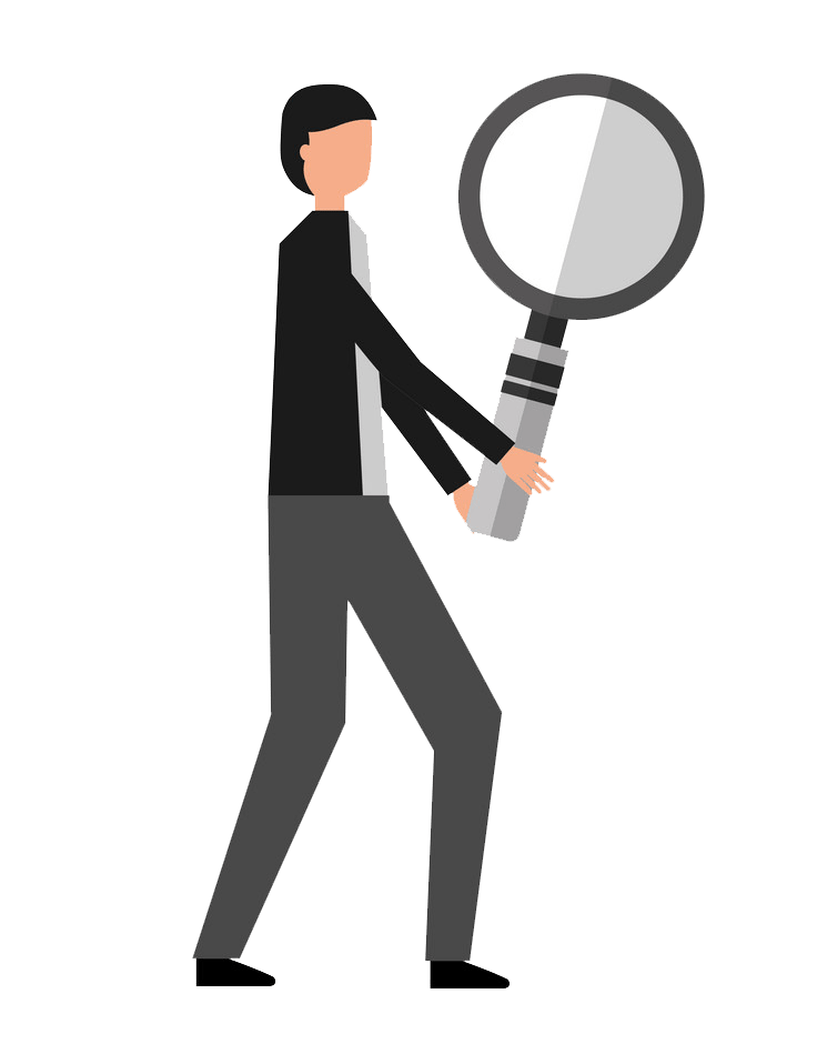 Man with Magnifying Glass clipart transparent