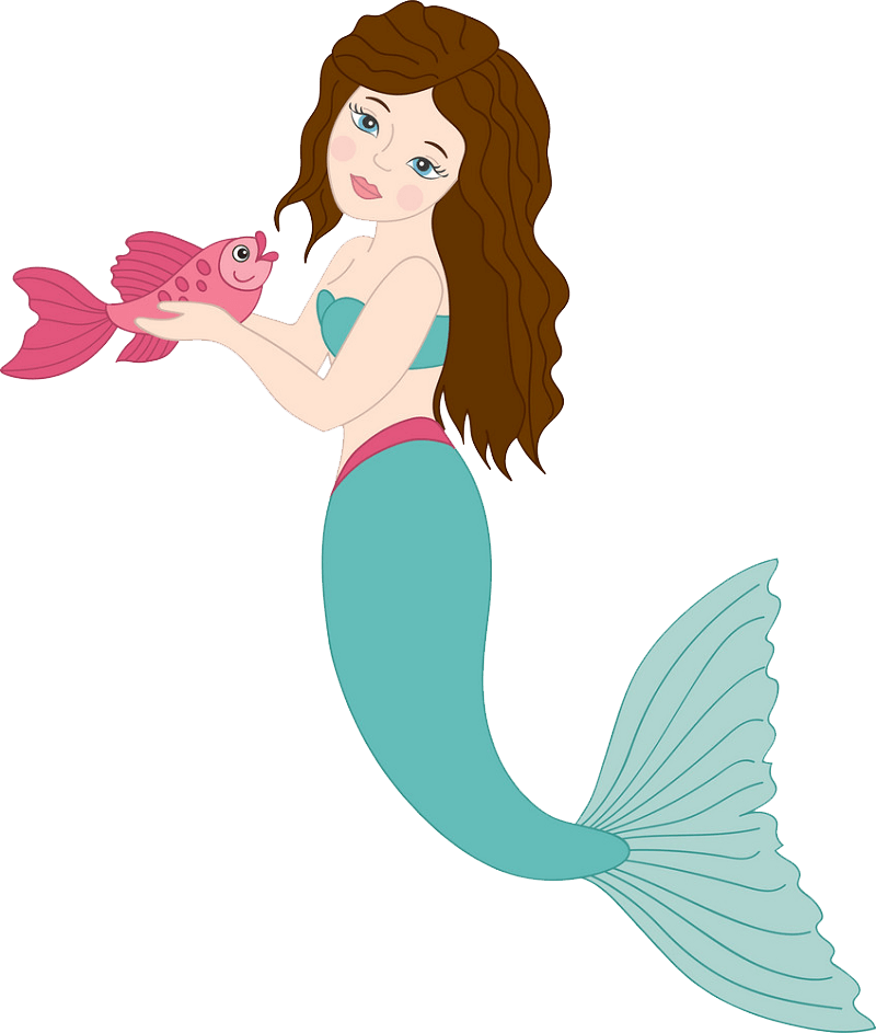 Mermaid with Fish clipart transparent