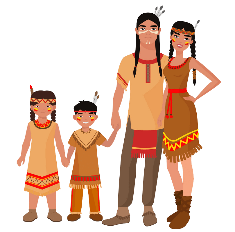 Native American Family clipart transparent